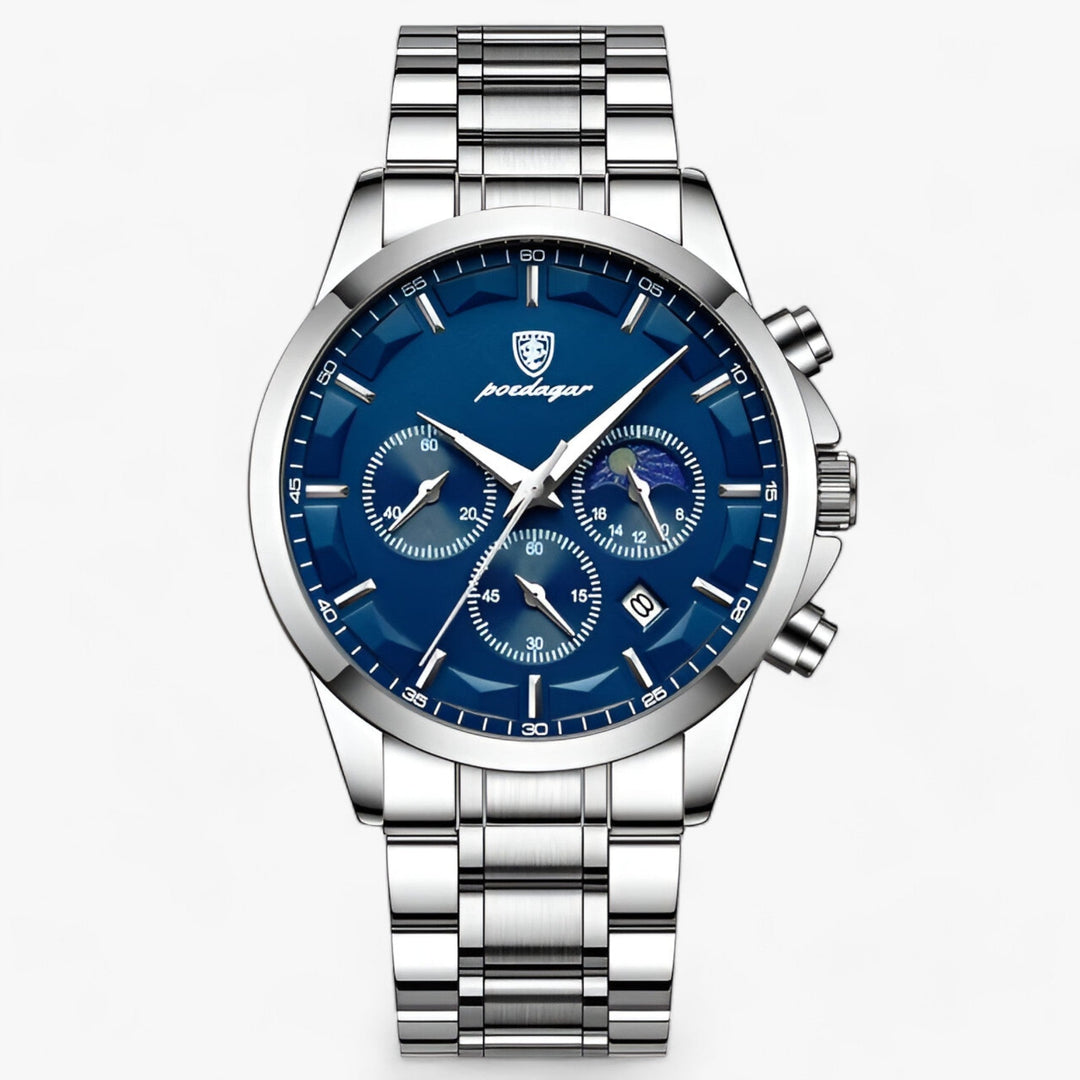 Precision Titanium Steel Dress Watch with Waterproof Design and Leather Strap