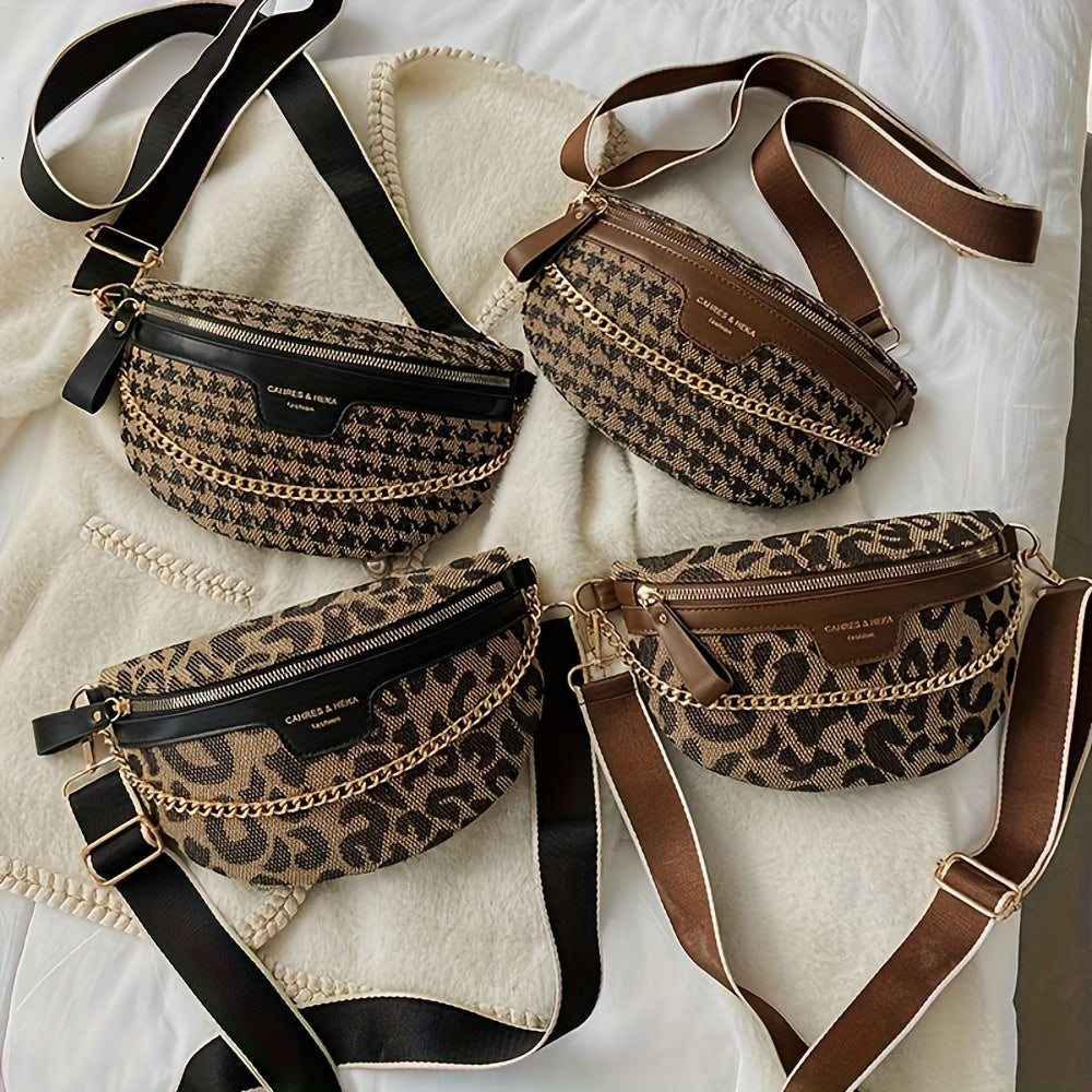 Wren – Houndstooth Crossbody Belt Bag, Wide Strap
