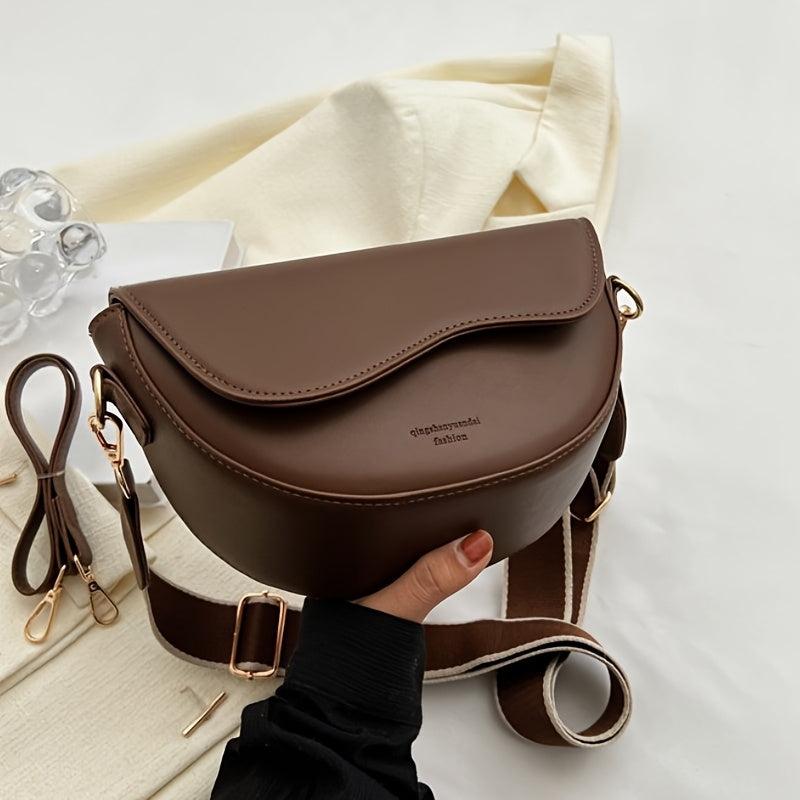 Cleo – Saddle Crossbody Shoulder Bag, Wide Strap