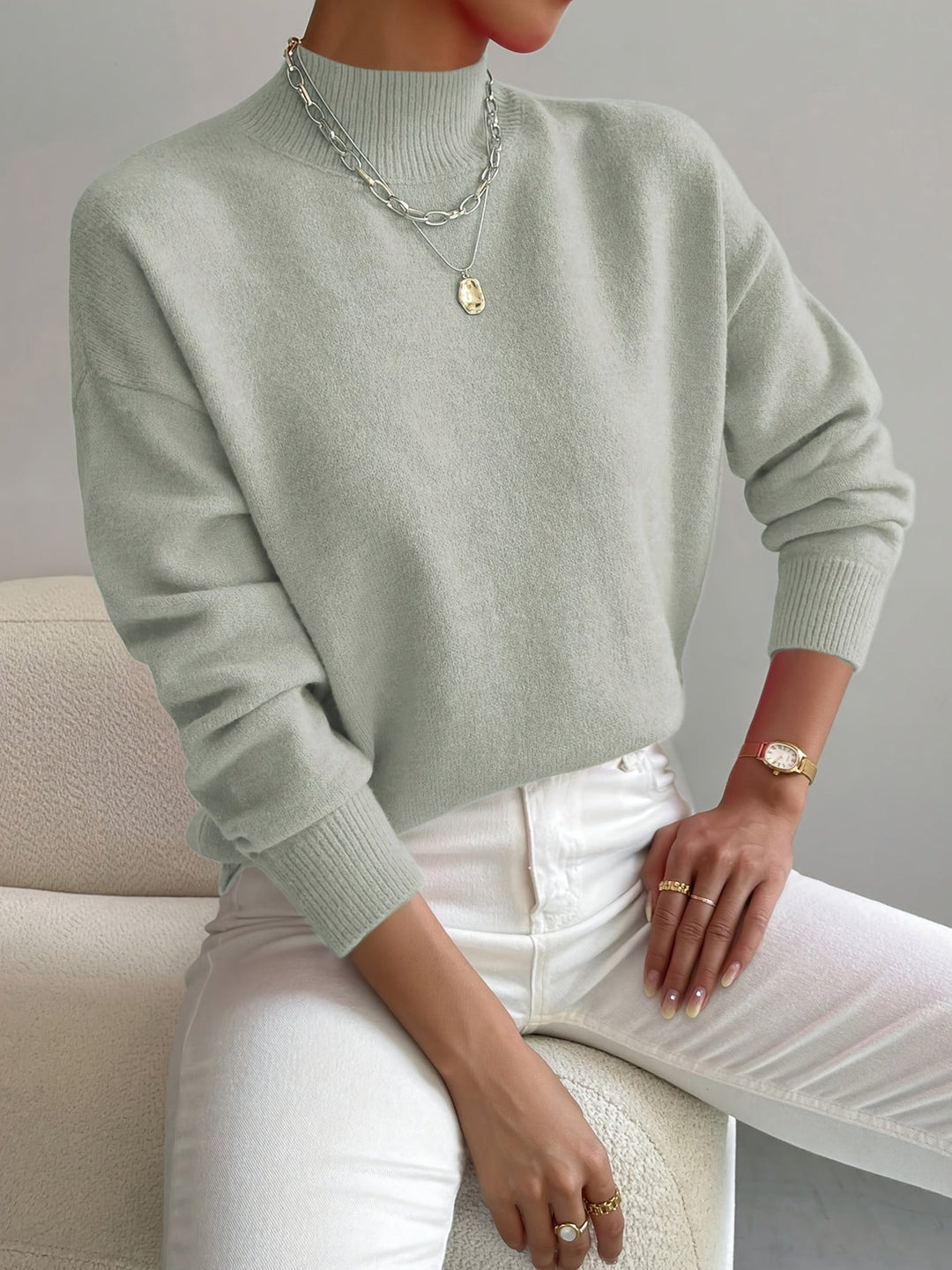 Maren | Women's Mock Neck Relaxed Fit Sweater — Clean Everyday Pullover in 10 Colors S–2XL | Westmere