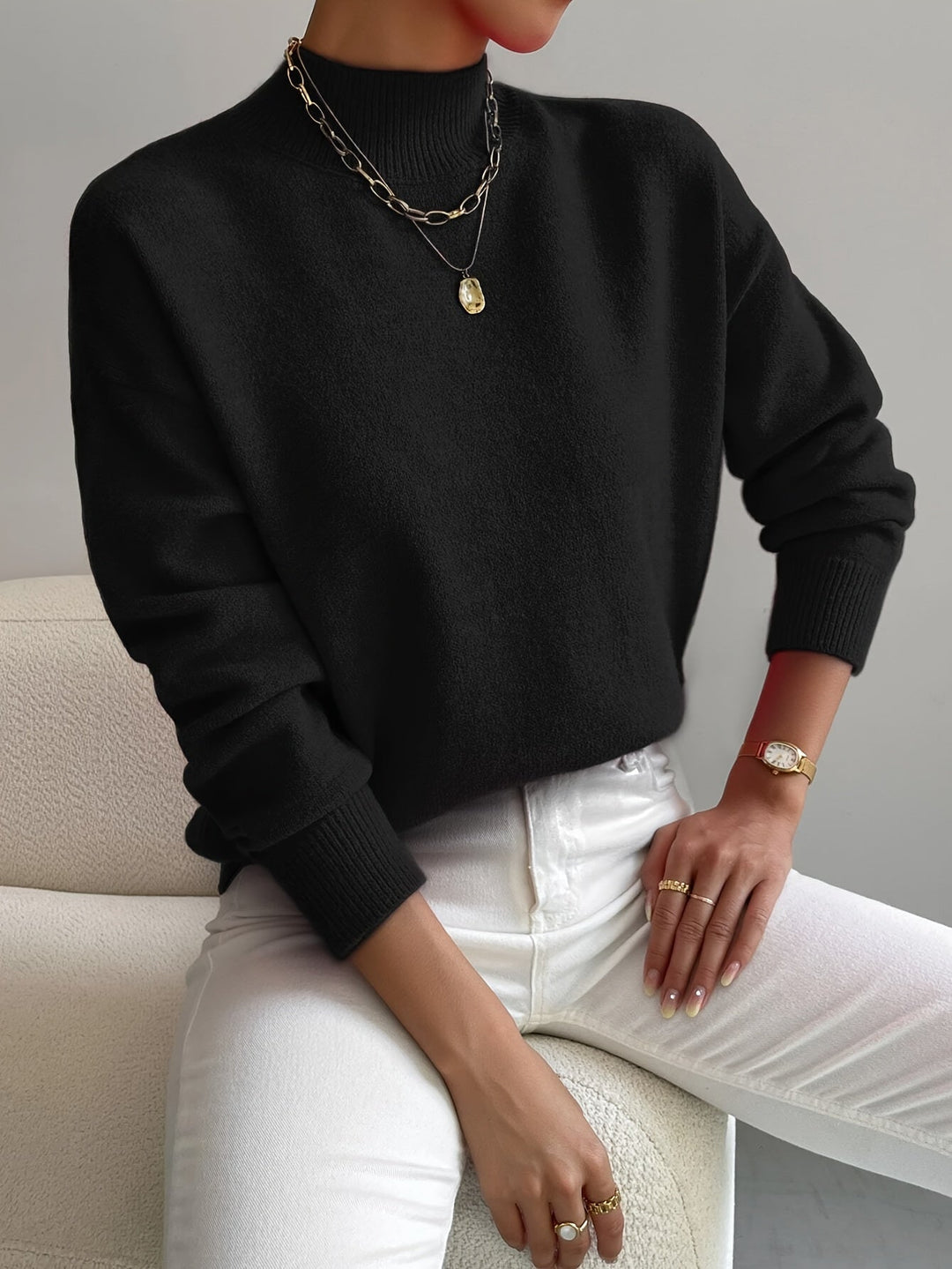 Maren | Women's Mock Neck Relaxed Fit Sweater — Clean Everyday Pullover in 10 Colors S–2XL | Westmere
