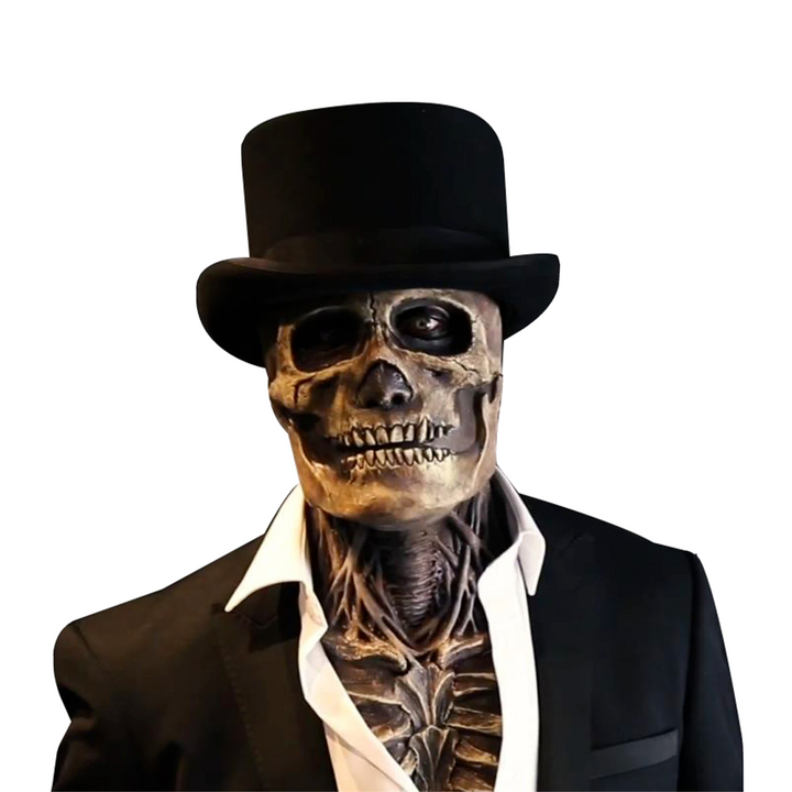 Articulated Skull Full Head Latex Mask with Movable Jaw – Halloween Costume Accessory