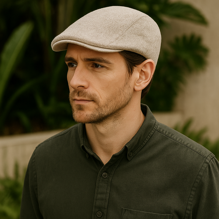 UrbanLoom Men's Lightweight Linen Beret Flat Cap for Everyday Wear