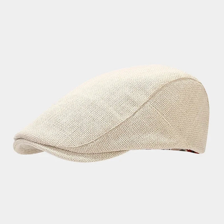 UrbanLoom Men's Lightweight Linen Beret Flat Cap for Everyday Wear