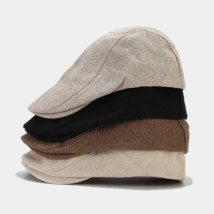 UrbanLoom Men's Lightweight Linen Beret Flat Cap for Everyday Wear