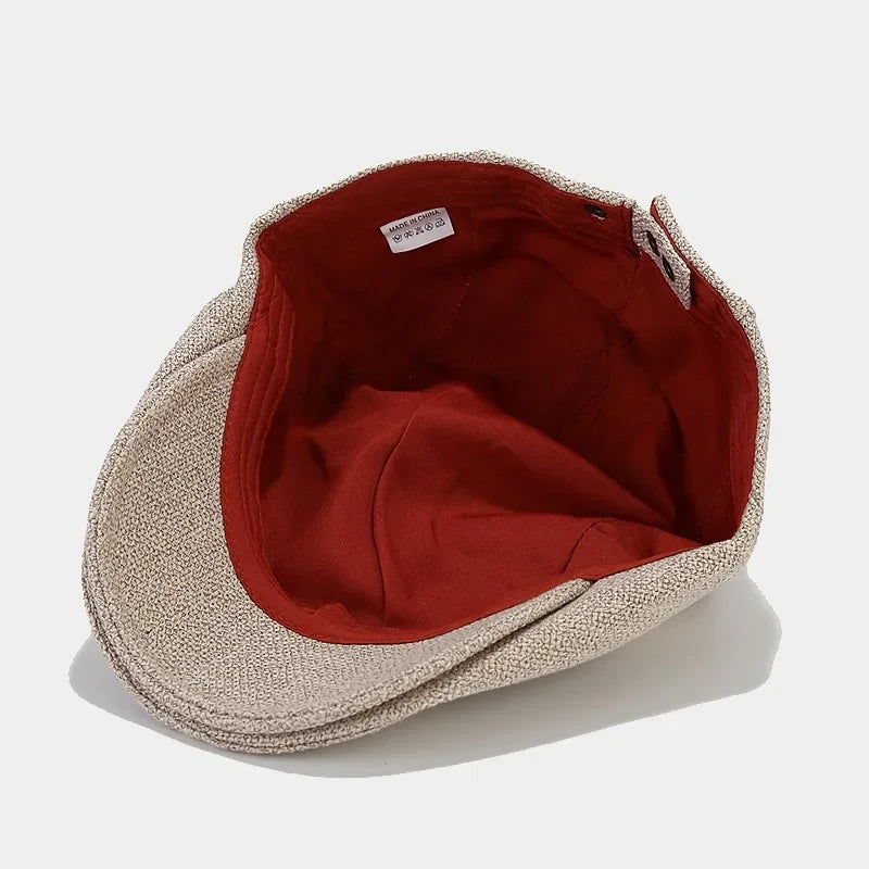 UrbanLoom Men's Lightweight Linen Beret Flat Cap for Everyday Wear