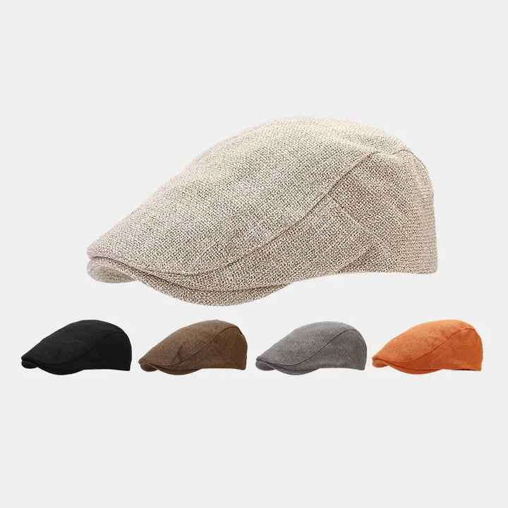 UrbanLoom Men's Lightweight Linen Beret Flat Cap for Everyday Wear