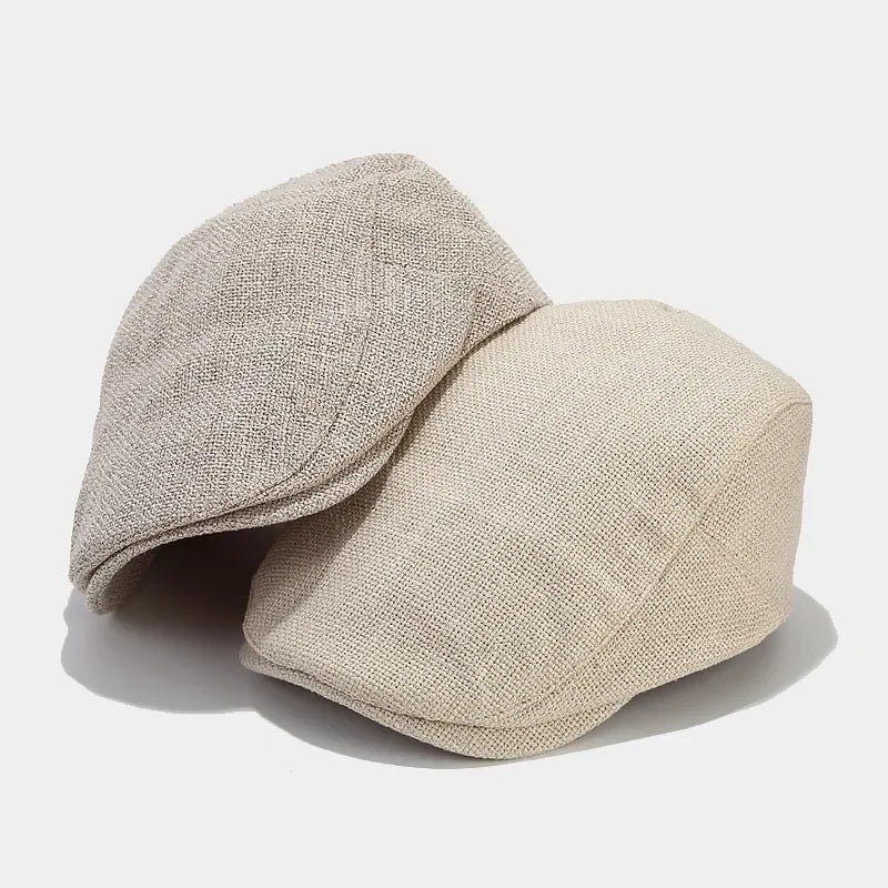 UrbanLoom Men's Lightweight Linen Beret Flat Cap for Everyday Wear