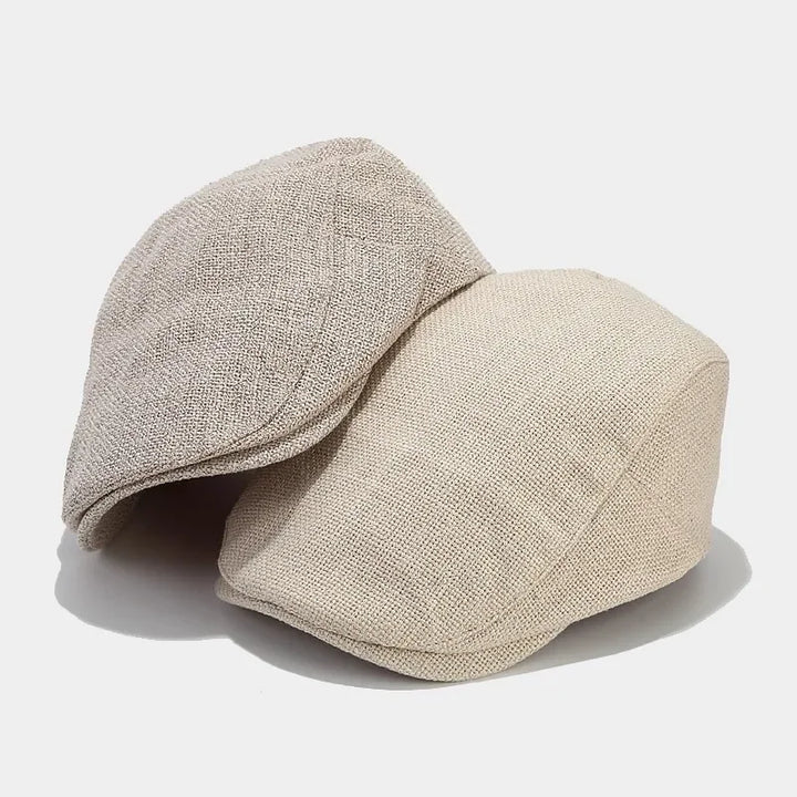 UrbanLoom Men's Lightweight Linen Beret Flat Cap for Everyday Wear
