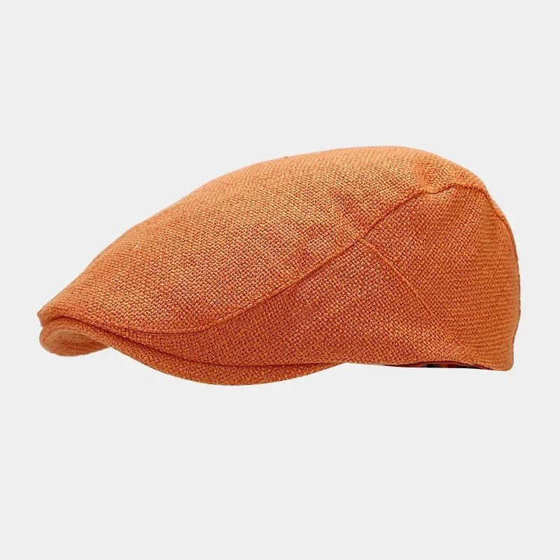 UrbanLoom Men's Lightweight Linen Beret Flat Cap for Everyday Wear