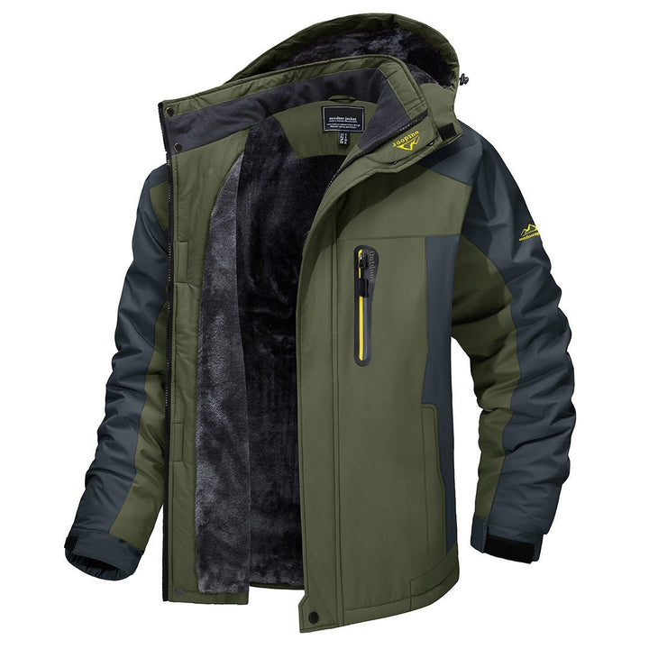 Urban Contrast Hooded Zip Jacket for Men with Multiple Pockets