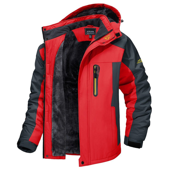 Urban Contrast Hooded Zip Jacket for Men with Multiple Pockets