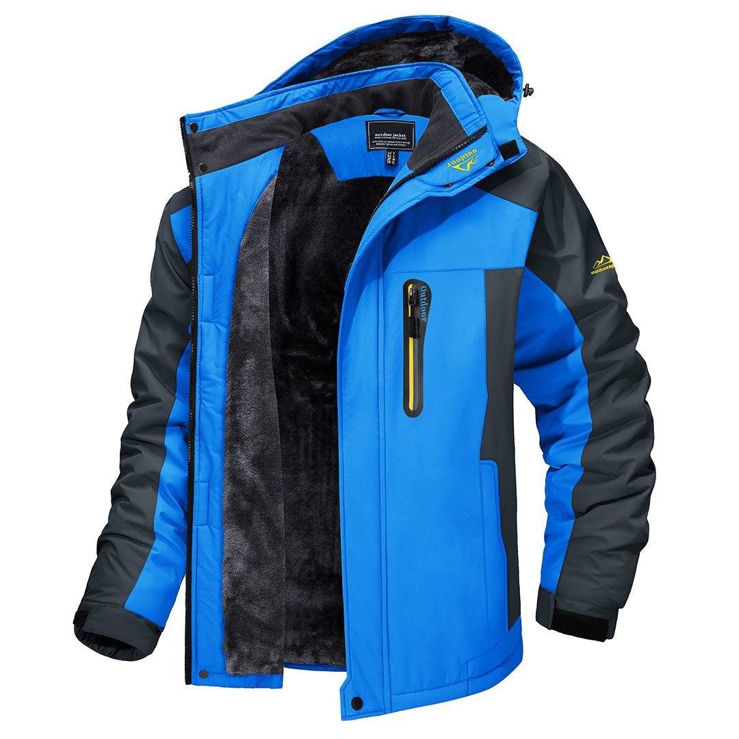 Urban Contrast Hooded Zip Jacket for Men with Multiple Pockets