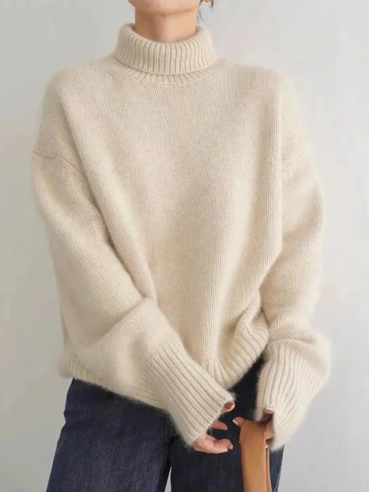 Merova | Women's Turtleneck Sweater — Relaxed Fit Pillow-Soft Knit in 3 Neutrals | Westmere