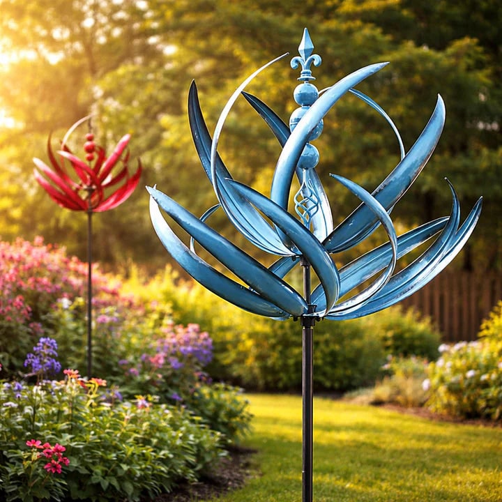 Lotus Breeze Metal Wind Spinner - 90cm Rust-Resistant Garden Decor