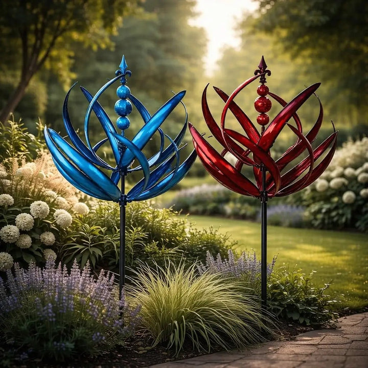 Lotus Breeze Metal Wind Spinner - 90cm Rust-Resistant Garden Decor