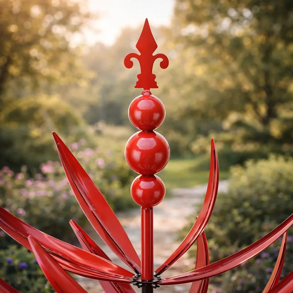 Lotus Breeze Metal Wind Spinner - 90cm Rust-Resistant Garden Decor
