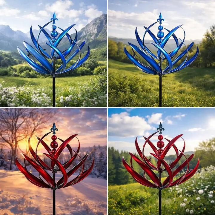 Lotus Breeze Metal Wind Spinner - 90cm Rust-Resistant Garden Decor