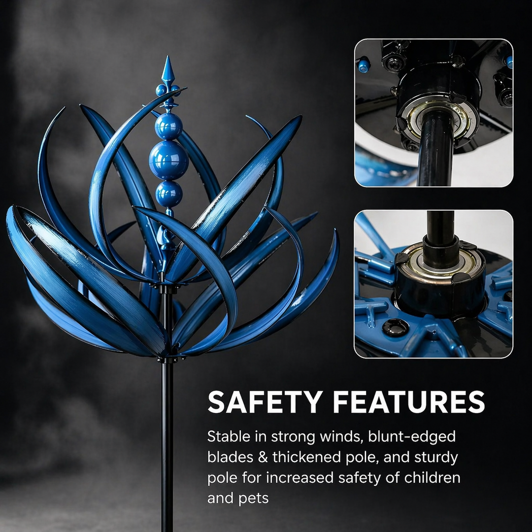 Lotus Breeze Metal Wind Spinner - 90cm Rust-Resistant Garden Decor