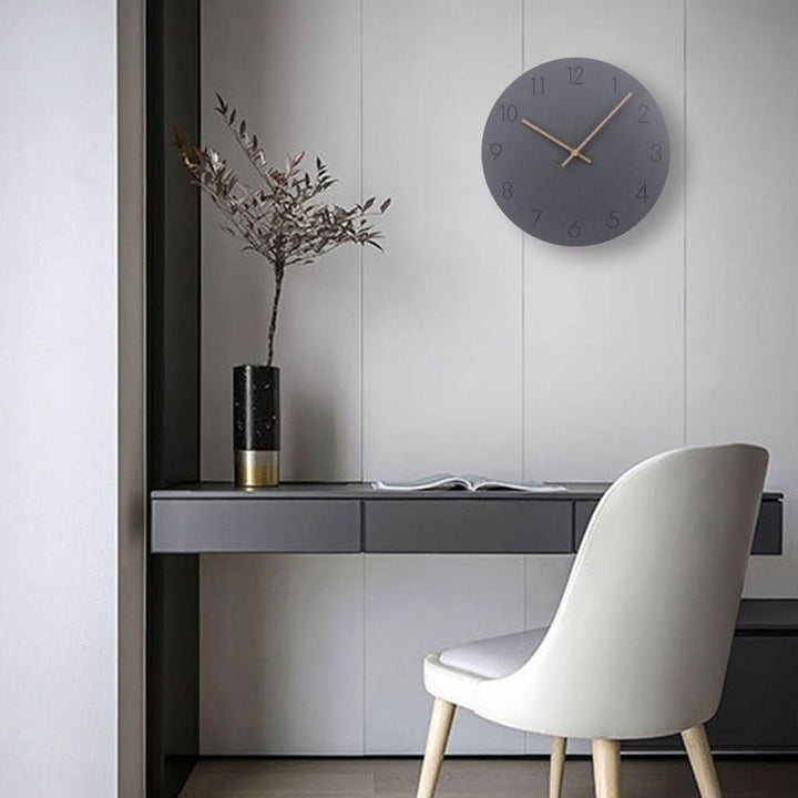 Nordic Minimalist Silent Wall Clock - Scandinavian Design with Walnut Wood Hands