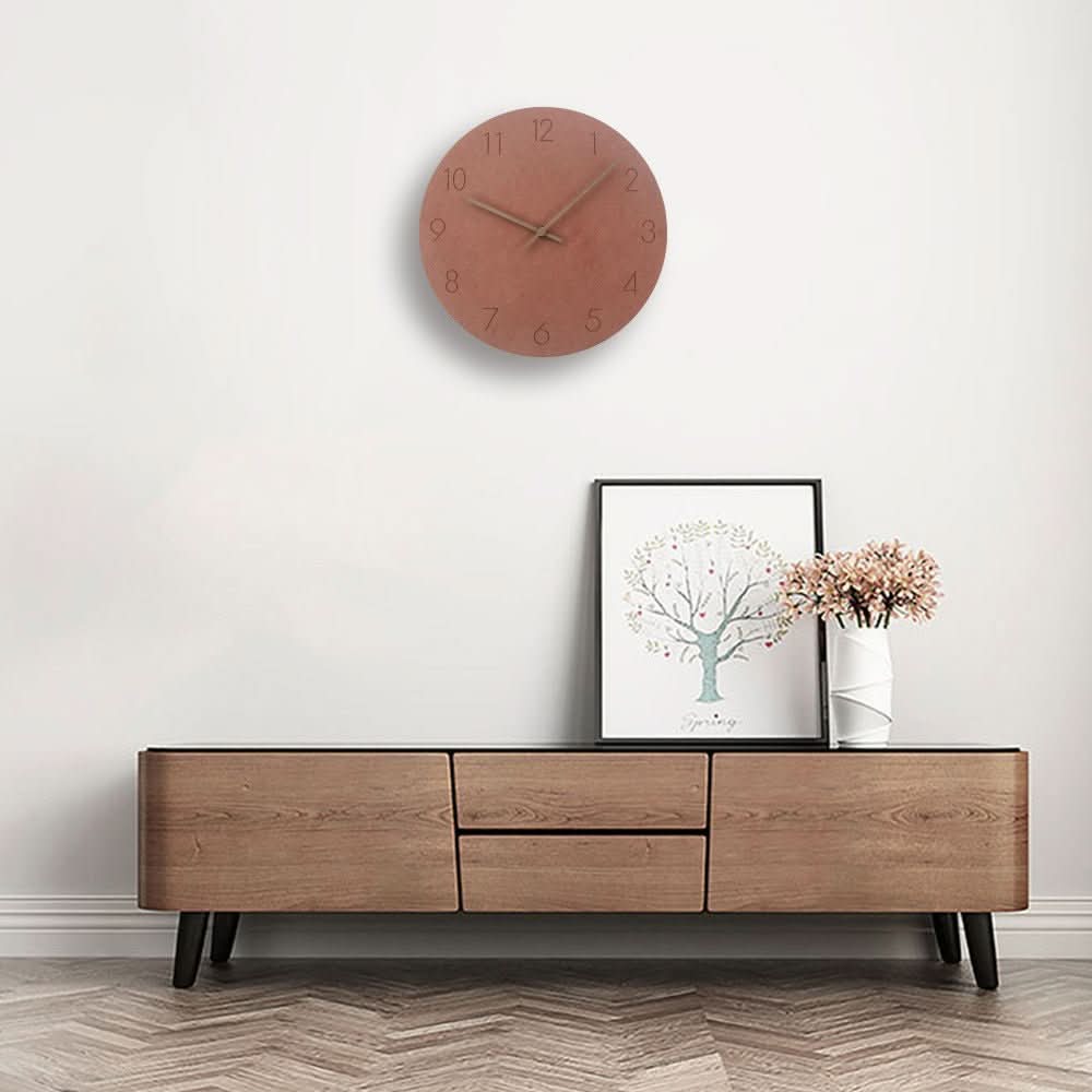 Nordic Minimalist Silent Wall Clock - Scandinavian Design with Walnut Wood Hands