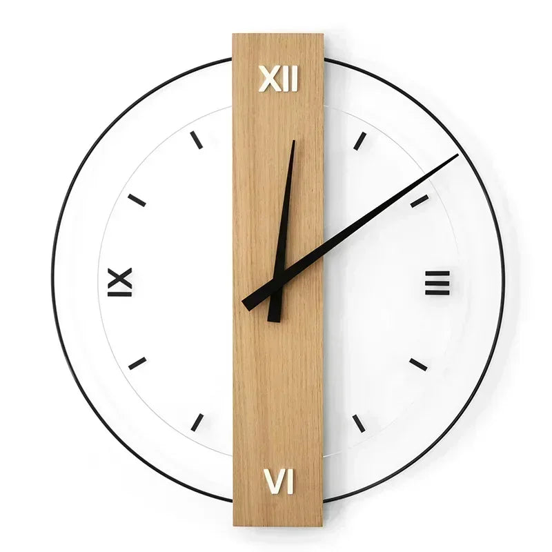 Natural Wood Minimalist Wall Clock - Modern Design