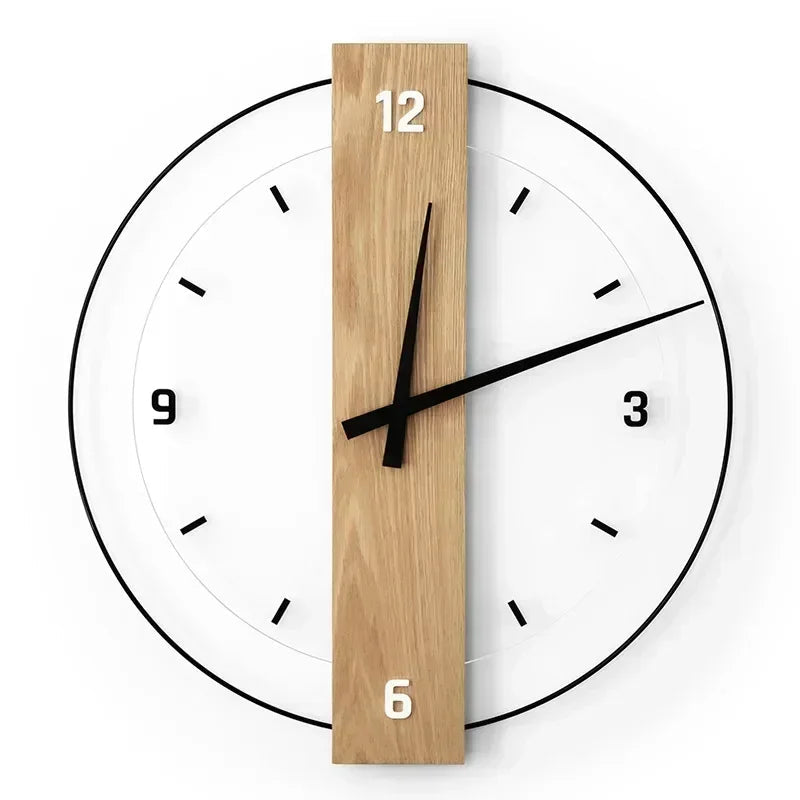 Natural Wood Minimalist Wall Clock - Modern Design