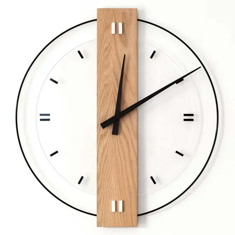 Natural Wood Minimalist Wall Clock - Modern Design