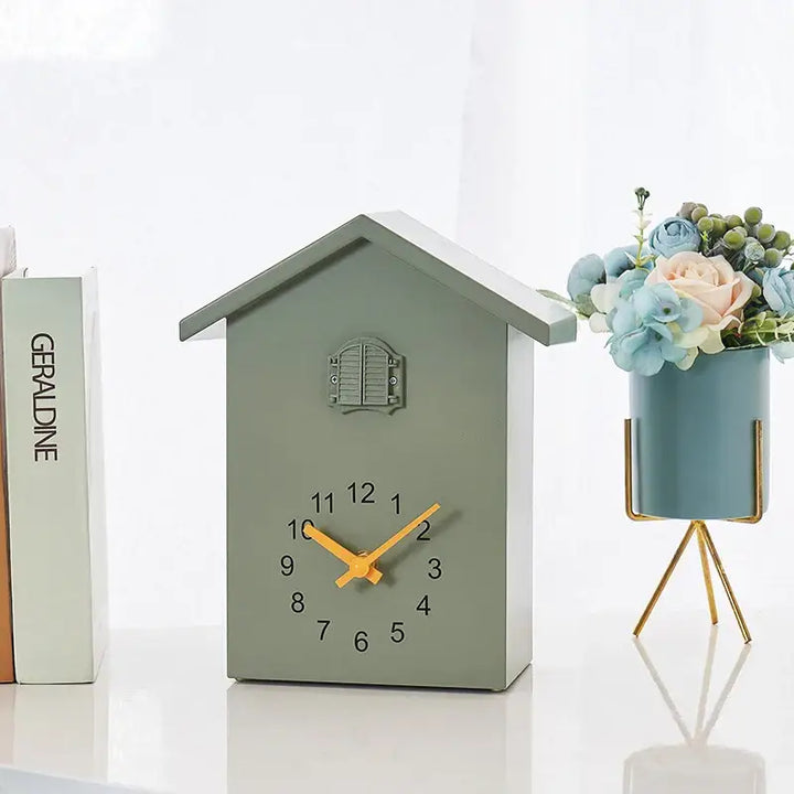 Classic House Cuckoo Wall Clock with Auto Night Mode and Pendulum