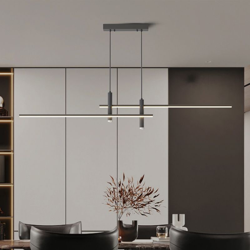 Modern Pendant Light Dining Room Sleek Black Gold Design