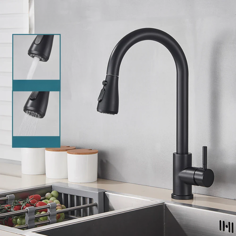 Modern Stainless Steel Kitchen Faucet Pull-Down Sprayer