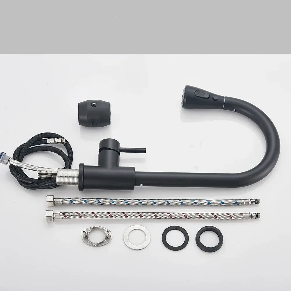 Modern Stainless Steel Kitchen Faucet Pull-Down Sprayer