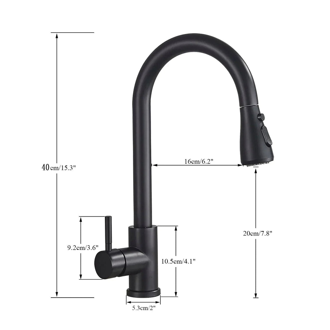 Modern Stainless Steel Kitchen Faucet Pull-Down Sprayer
