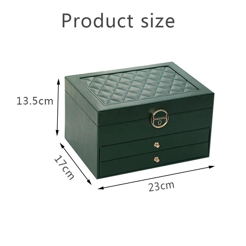 LuxeNest 3-Layer Leather Jewellery Storage Box with Organiser