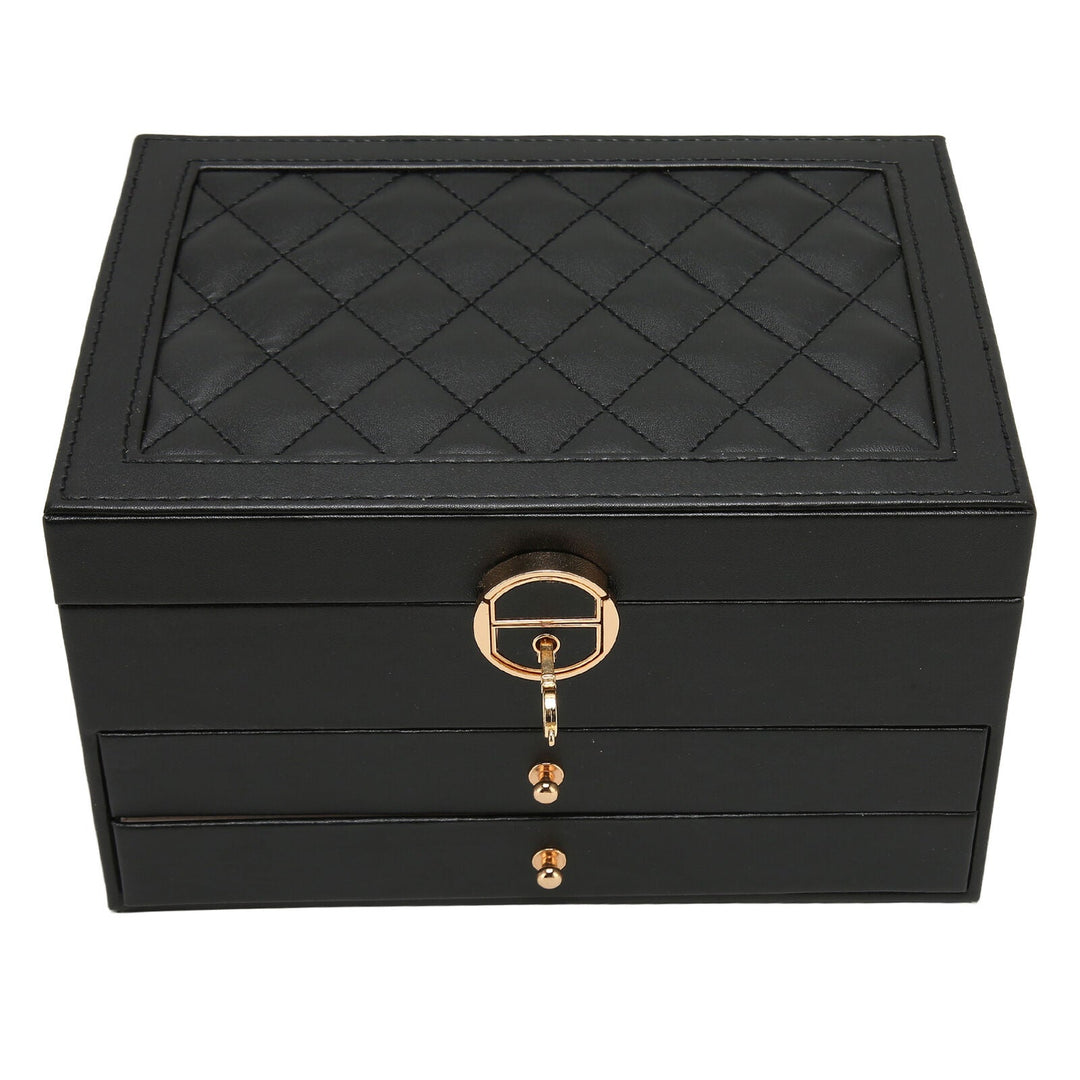 LuxeNest 3-Layer Leather Jewellery Storage Box with Organiser