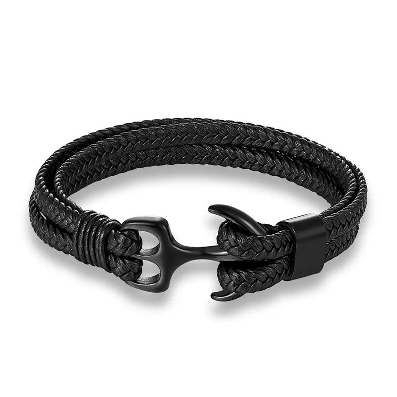 Maritime Anchor Leather Wrist Band for Men