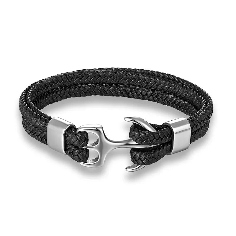 Maritime Anchor Leather Wrist Band for Men