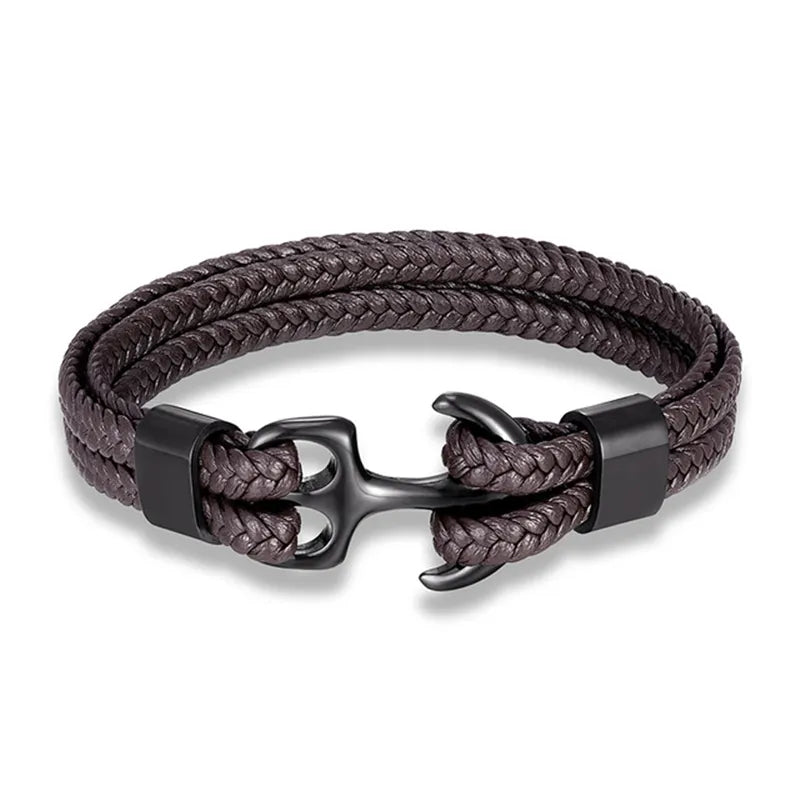 Maritime Anchor Leather Wrist Band for Men