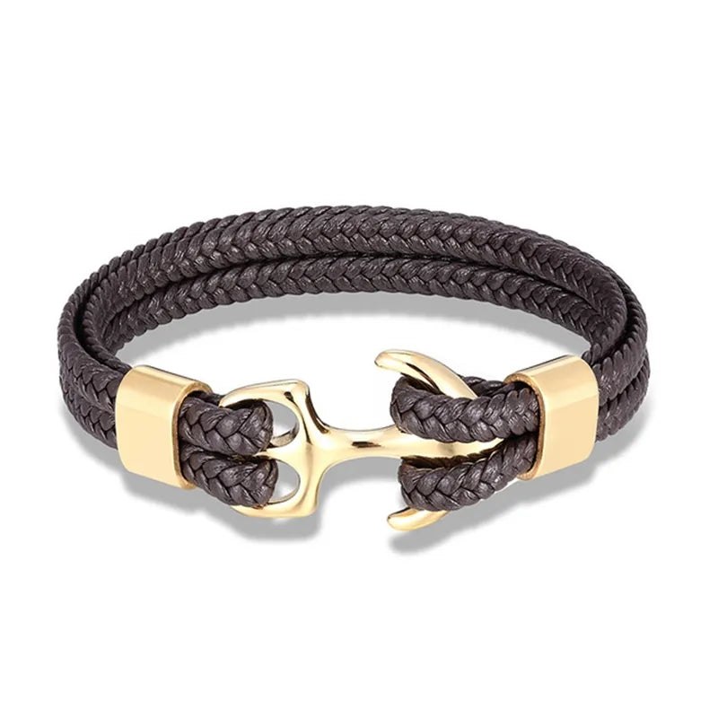 Maritime Anchor Leather Wrist Band for Men