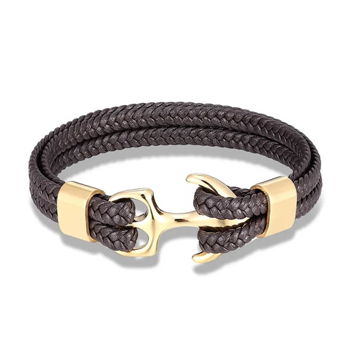 Maritime Anchor Leather Wrist Band for Men