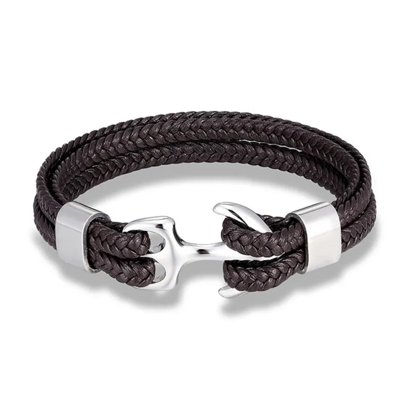 Maritime Anchor Leather Wrist Band for Men