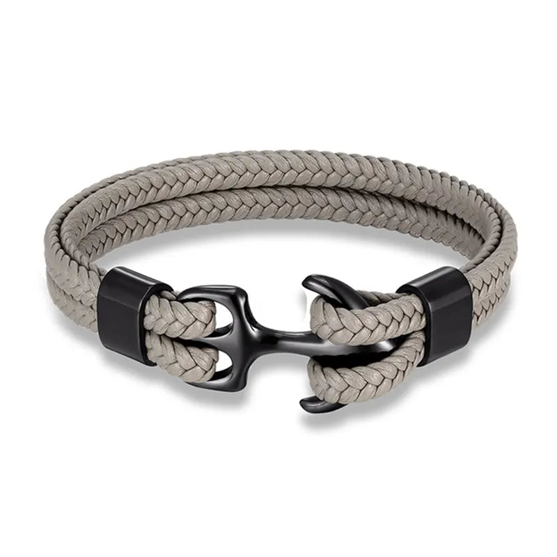 Maritime Anchor Leather Wrist Band for Men