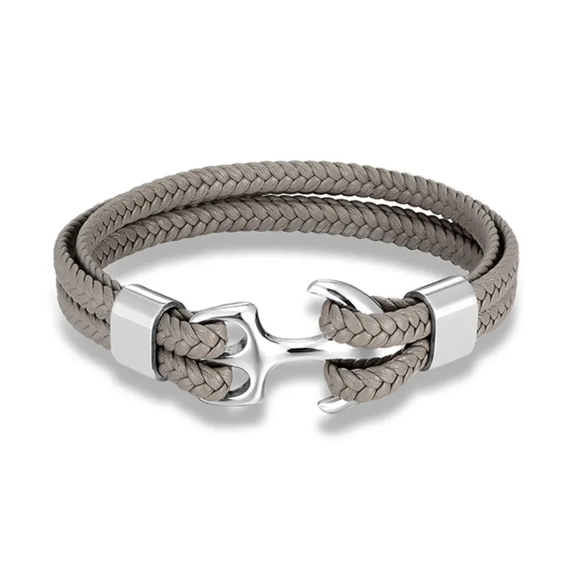 Maritime Anchor Leather Wrist Band for Men