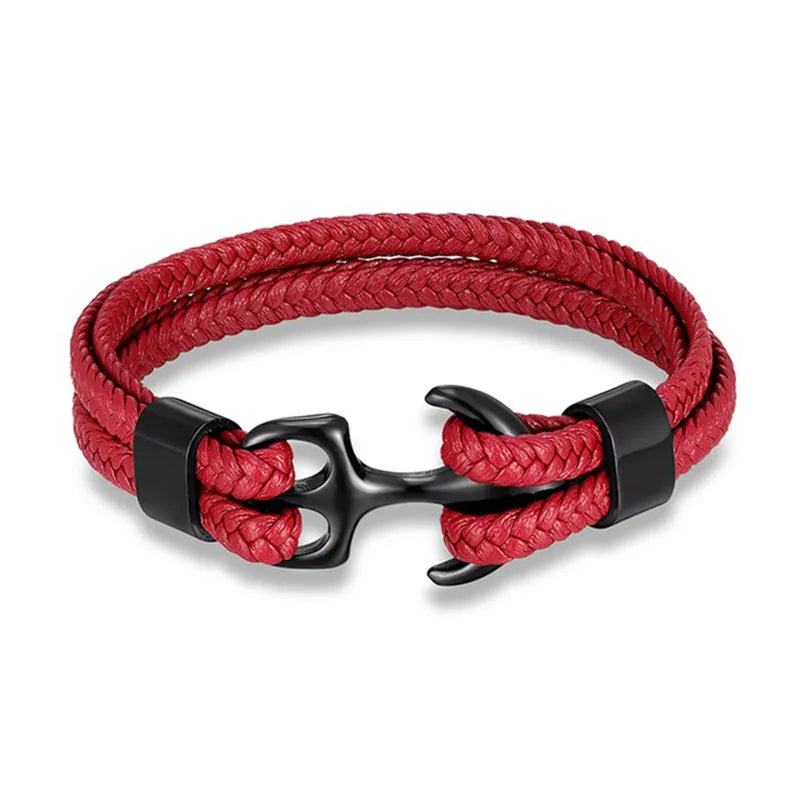 Maritime Anchor Leather Wrist Band for Men