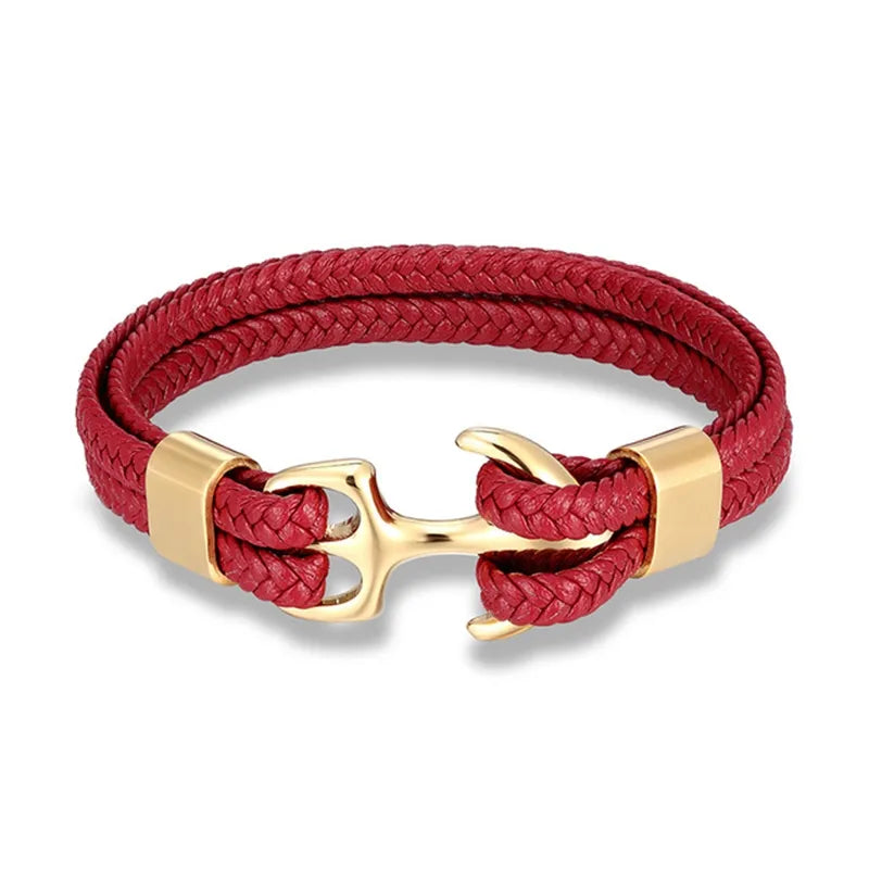 Maritime Anchor Leather Wrist Band for Men