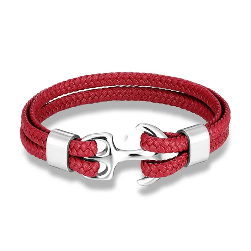 Maritime Anchor Leather Wrist Band for Men
