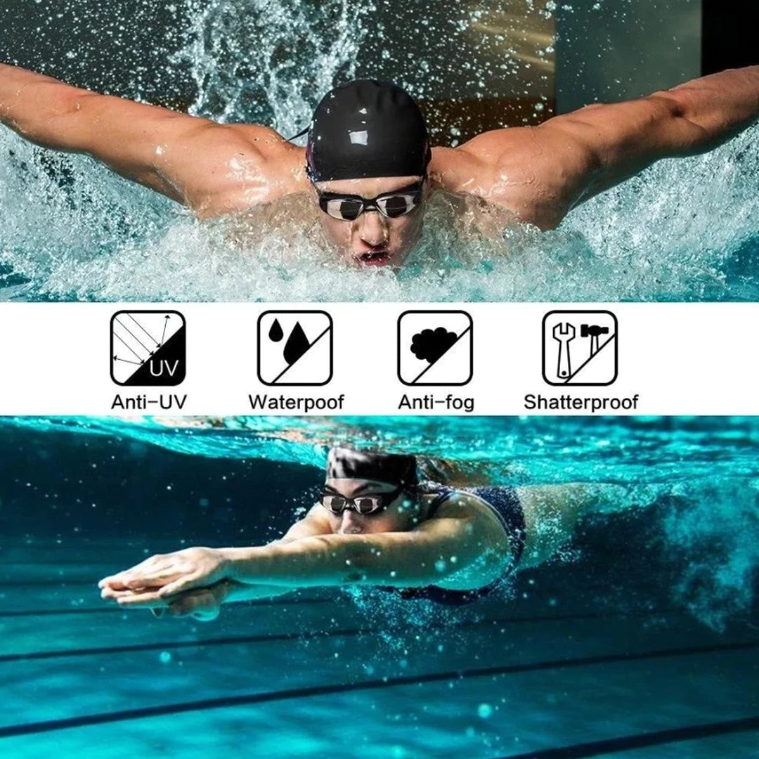 Pro Swimmer's Anti-Fog Goggle Kit with Swim Cap and Ear Plugs