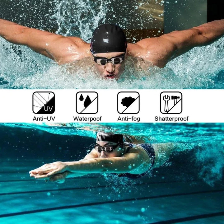 Pro Swimmer's Anti-Fog Goggle Kit with Swim Cap and Ear Plugs