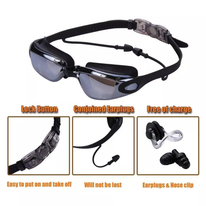 Pro Swimmer's Anti-Fog Goggle Kit with Swim Cap and Ear Plugs