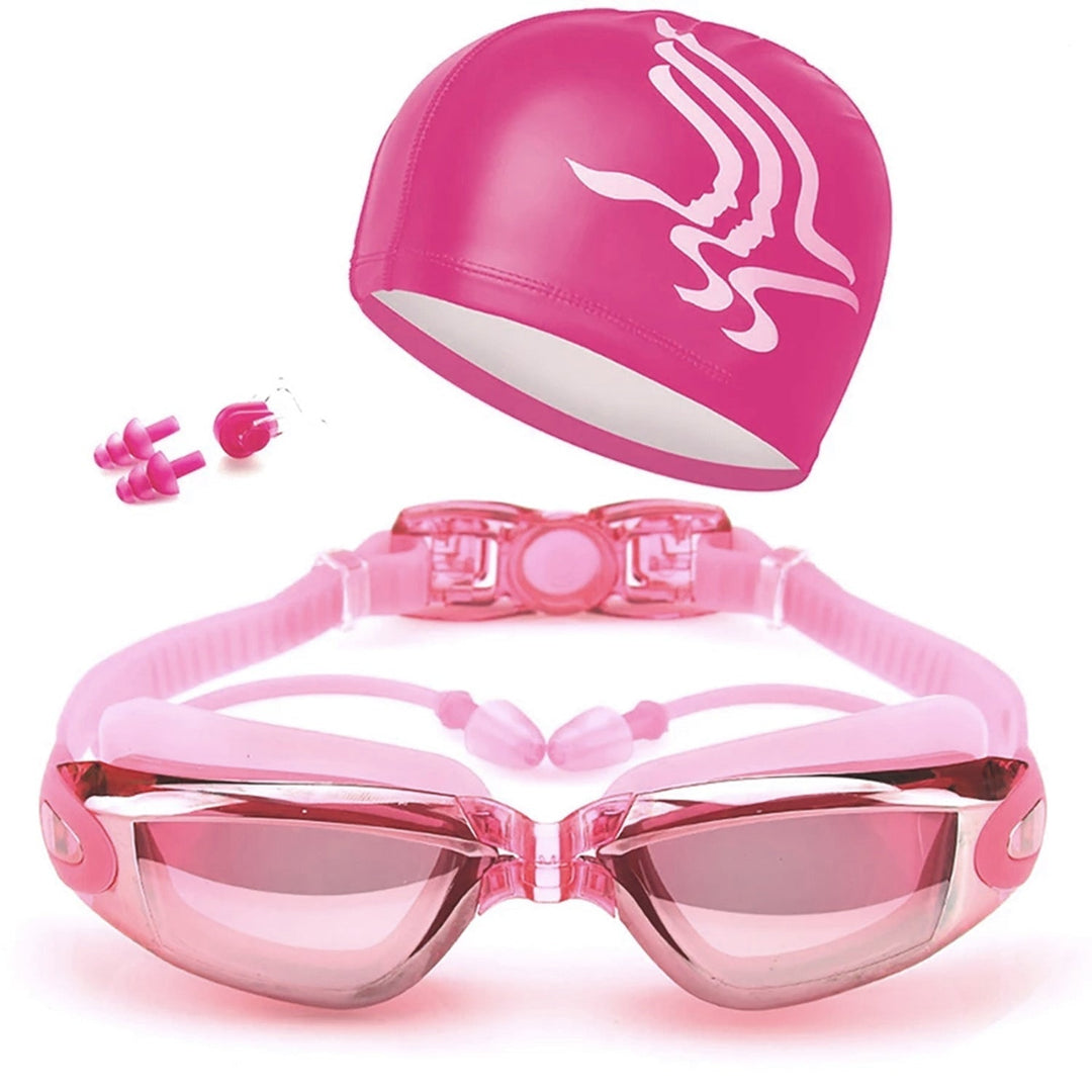 Pro Swimmer's Anti-Fog Goggle Kit with Swim Cap and Ear Plugs